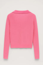 Women’s Ribbed Knit Sweater Collared V Neck Cropped Fit