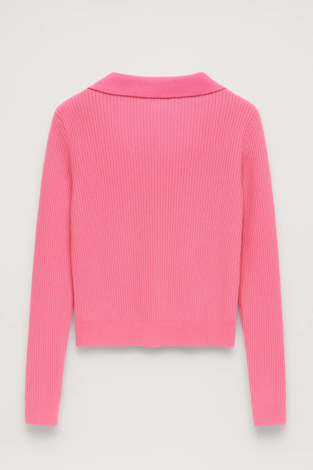 Women’s Ribbed Knit Sweater Collared V Neck Cropped Fit