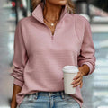Women’s Ribbed Quarter Zip Sweater with Raised Collar