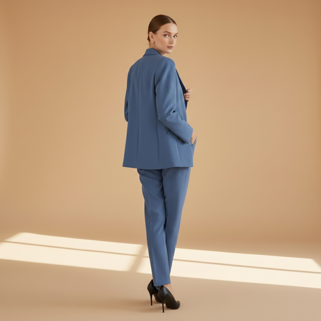 Women’s Blazer Suit with Notched Lapel and Button Fastening