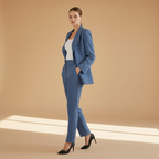 Women’s Blazer Suit with Notched Lapel and Button Fastening