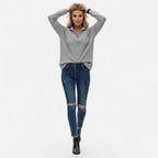 Valmonti | Women’s Zipper Stand-Collar Knit Sweaters