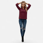 Valmonti | Women’s Zipper Stand-Collar Knit Sweaters