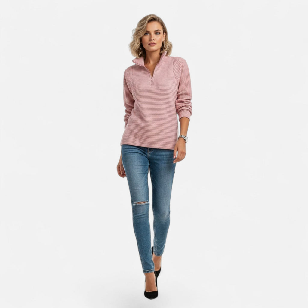 Valmonti | Women’s Zipper Stand-Collar Knit Sweaters