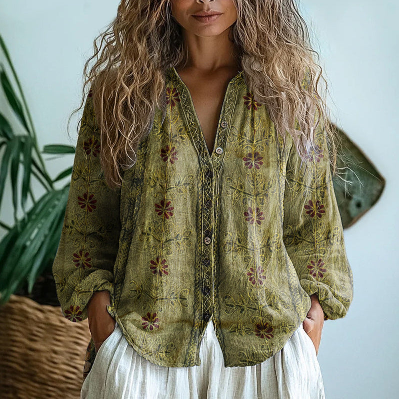Women's Floral Print Tailored Blouse