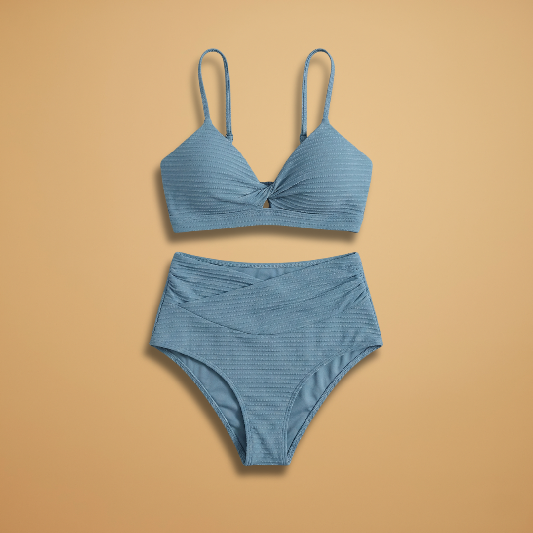 Women Bikini Set with High-Waisted Bottom and Pattern