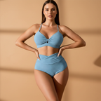 Women Bikini Set with High-Waisted Bottom and Pattern