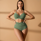 Women Bikini Set with High-Waisted Bottom and Pattern