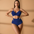 Women Bikini Set with High-Waisted Bottom and Pattern