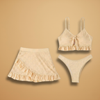 Women Bikini Set with Ruffles and High-Waist Design