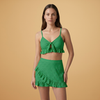 Women Bikini Set with Ruffles and High-Waist Design