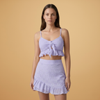 Women Bikini Set with Ruffles and High-Waist Design
