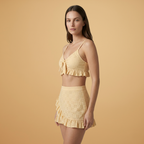Women Bikini Set with Ruffles and High-Waist Design