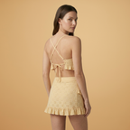 Women Bikini Set with Ruffles and High-Waist Design