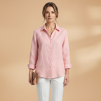 Women Blouse with Long Sleeves and Button Closure
