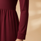 Women Midi Dress with Round Neck and Regular Sleeves