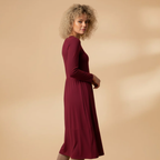 Women Midi Dress with Round Neck and Regular Sleeves