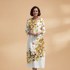Women's A-Line Dress with V-Neck and Floral Pattern