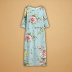Women's A-Line Dress with V-Neck and Floral Pattern