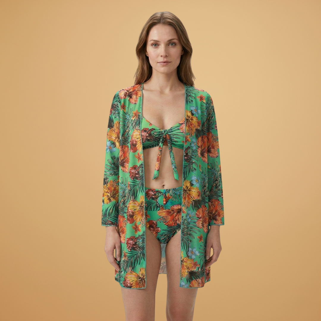 Women’s Bikini Set with Floral Print and Adjustable Straps
