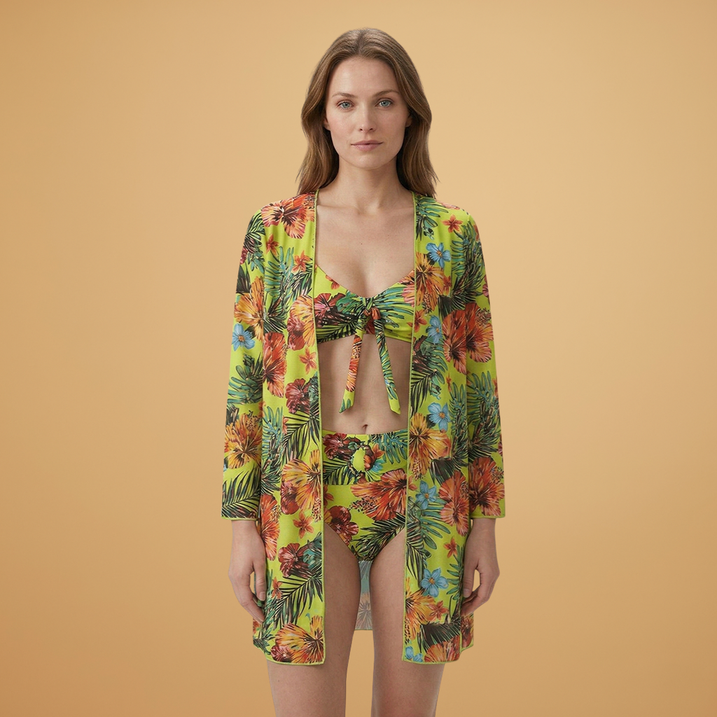Women’s Bikini Set with Floral Print and Adjustable Straps