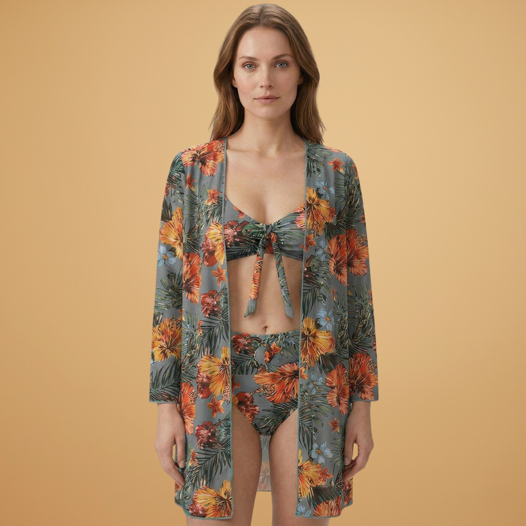Women’s Bikini Set with Floral Print and Adjustable Straps