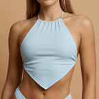 Women’s Bikini Set with Halter Neck and Ribbed Design