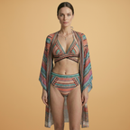 Women's Bikini Set with High-Waist and Cross Straps