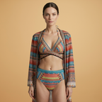 Women's Bikini Set with High-Waist and Cross Straps