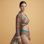 Women's Bikini Set with High-Waist and Cross Straps