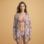 Women’s Bikini Set with Kimono and High-Waisted Bottom
