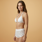 Women’s Bikini Set with Lace Shorts and Strapless Top