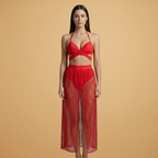 Women’s Bikini Set with Net Skirt and Modern Design