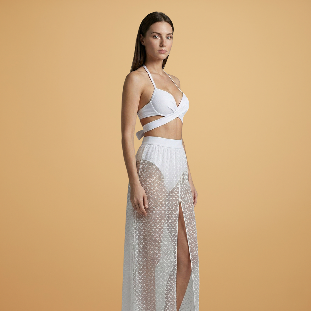 Women’s Bikini Set with Net Skirt and Modern Design