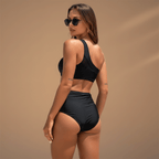 Women’s Bikini Set with One-Shoulder Top and High-Waisted Bottoms