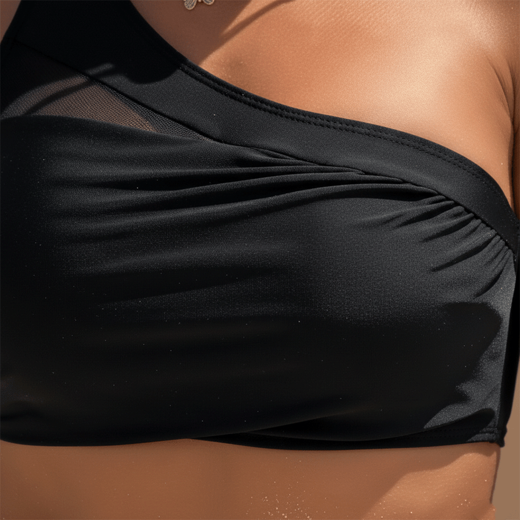 Women’s Bikini Set with One-Shoulder Top and High-Waisted Bottoms