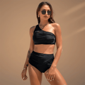 Women’s Bikini Set with One-Shoulder Top and High-Waisted Bottoms
