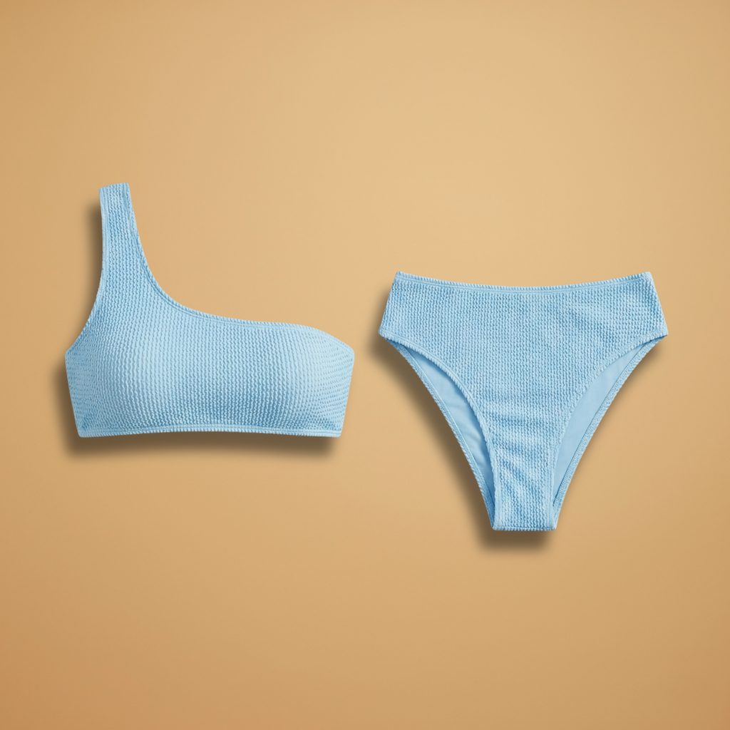Women’s Bikini Set with One-Shoulder and High-Waisted