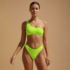 Women’s Bikini Set with One-Shoulder and High-Waisted