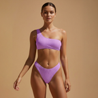 Women’s Bikini Set with One-Shoulder and High-Waisted