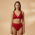 Women's Bikini Set with Ribbed Texture and Wide Straps