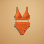 Women's Bikini Set with Ribbed Texture and Wide Straps