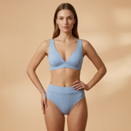 Women's Bikini Set with Ribbed Texture and Wide Straps
