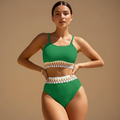 Women’s Bikini Set with Ribbed Top and High-Waisted Bottom