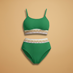 Women’s Bikini Set with Ribbed Top and High-Waisted Bottom