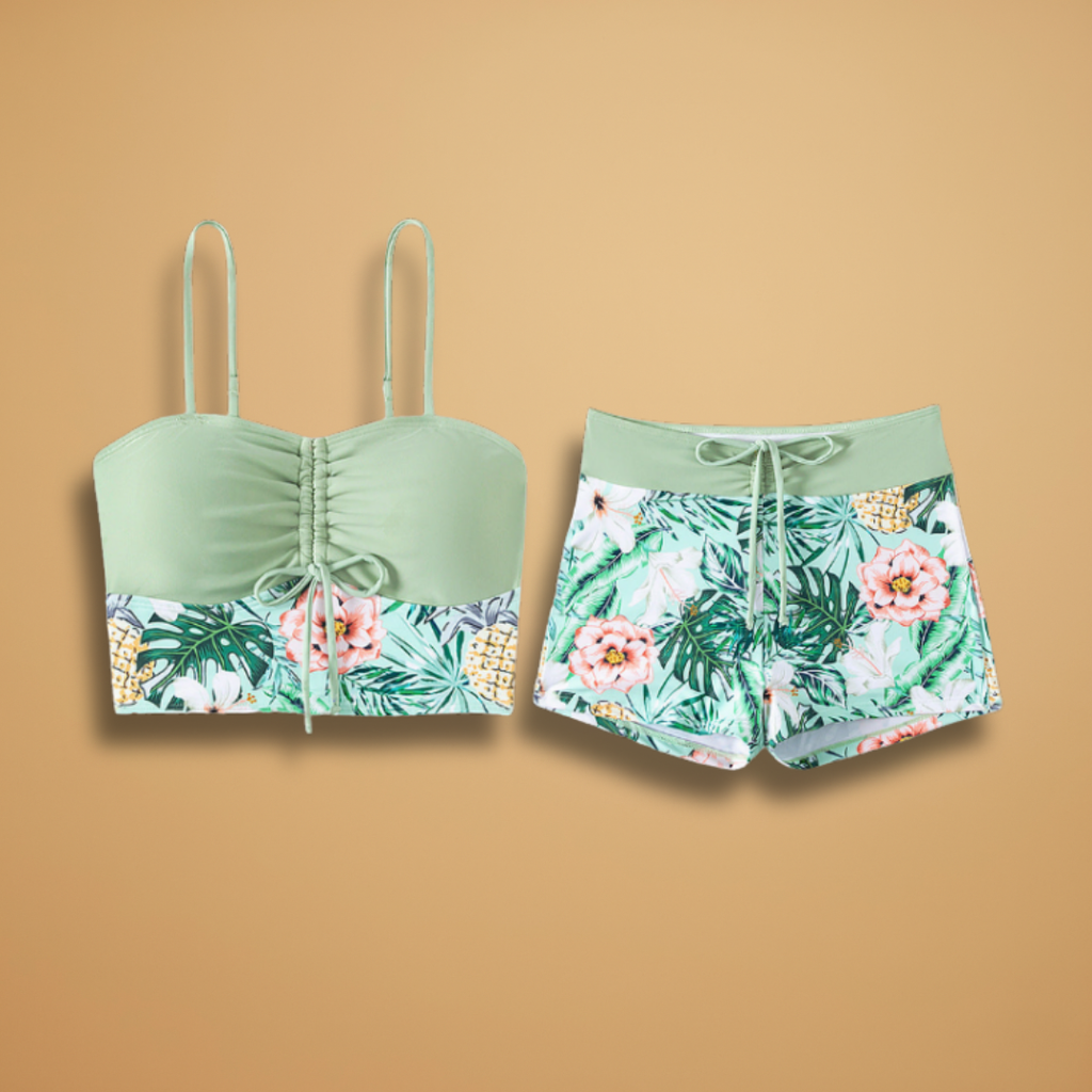 Women’s Bikini Set with Ruching and Adjustable Straps