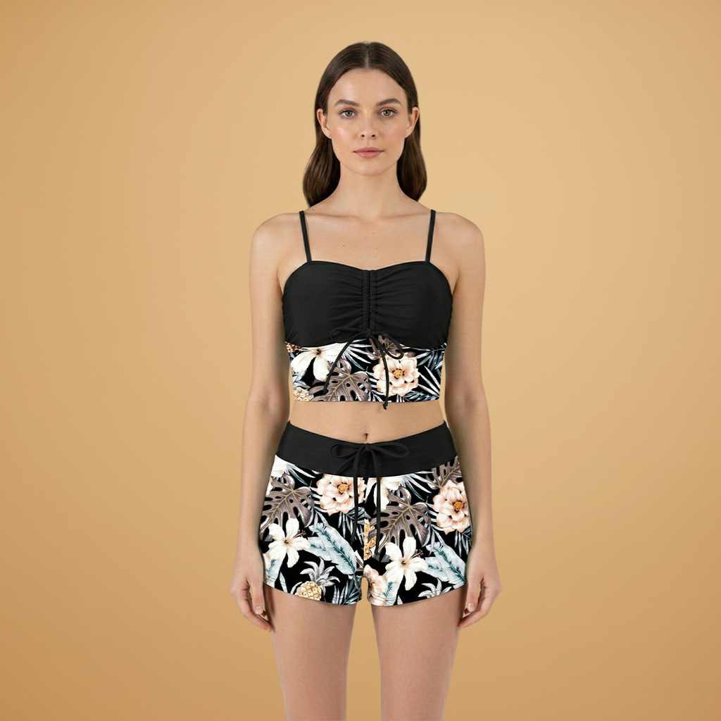 Women’s Bikini Set with Ruching and Adjustable Straps