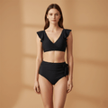 Women’s Bikini Set with Ruffled Sleeves and High‑Waisted Bottoms
