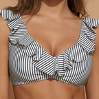 Women's Bikini Set with Stripes and Ruffle Design