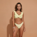 Women's Bikini Set with Stripes and Ruffle Design